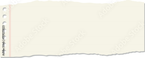 Torn Notebook Paper Background with Lined Texture and Rough Edge