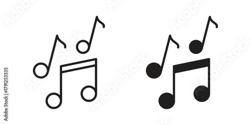 Music icons in outline, flat style. Vector EPS