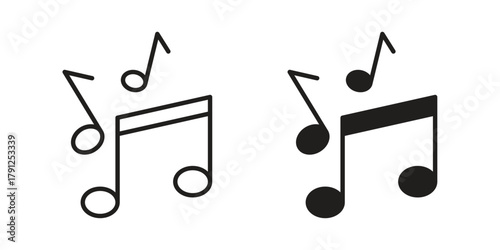 Music icons in outline, flat style. Vector EPS