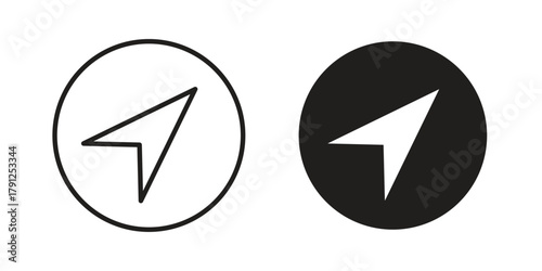 Navigation icons in outline, flat style. Vector EPS