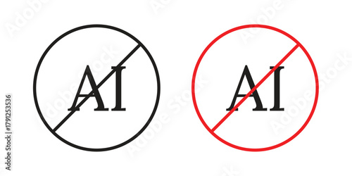 No ai sign icons in outline, flat style. Vector EPS