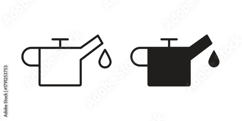 Oil can icons in outline, flat style. Vector EPS