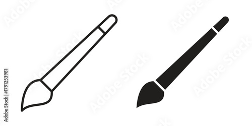 Paint brush icons in outline, flat style. Vector EPS