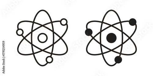 Physics icons in outline, flat style. Vector EPS