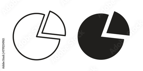 Pie icons in outline, flat style. Vector EPS