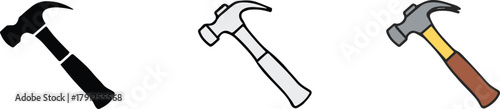 hammer outline vector icon set silhouette to detailed illustration editable ai eps jpeg