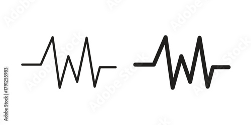 Pulse icons in outline, flat style. Vector EPS