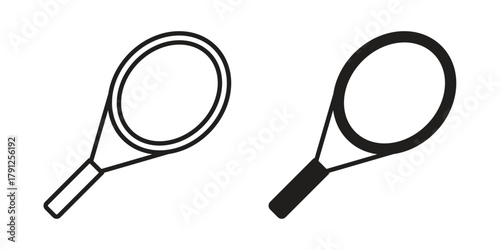Racquet icons in outline, flat style. Vector EPS