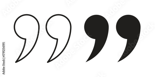 Quote right icons in outline, flat style. Vector EPS