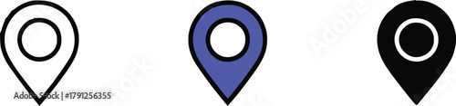 pin map marker icon set outline and filled styles vector