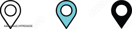 pin location marker icon set editable stroke outline filled