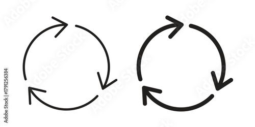 Recycle icons in outline, flat style. Vector EPS