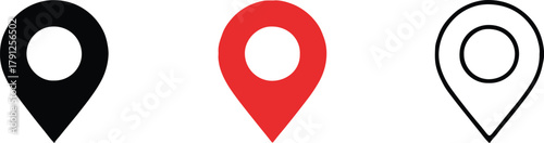 location pin icon set black red outline map markers