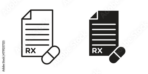 RX icons in outline, flat style. Vector EPS
