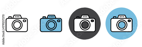 camera icon set outline filled silhouette circular variations