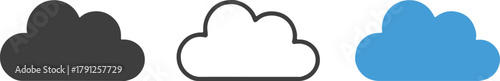 cloud icon trio black outline blue cloud vectors for app ui kits