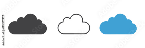 cloud icon set solid outline blue cloud symbols for ui and design
