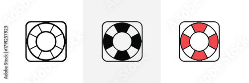 lifebuoy graphic three safety ring icons rounded square frames