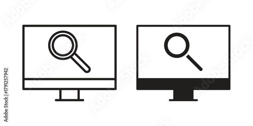 Search online icons in outline, flat style. Vector EPS