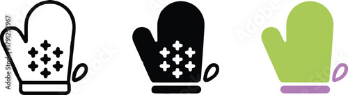 ovenmitt icon set kitchen glove outline solid silhouette grip vector