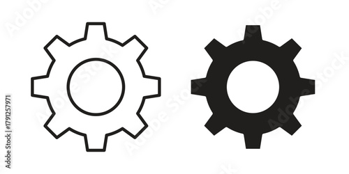Settings icons in outline, flat style. Vector EPS