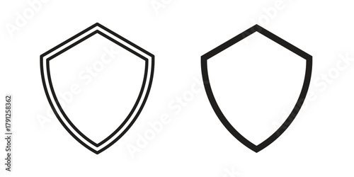 Shield icons in outline, flat style. Vector EPS