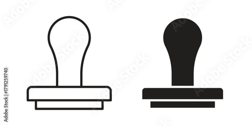Stamp icons in outline, flat style. Vector EPS