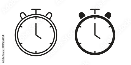 Stopwatch icons in outline, flat style. Vector EPS