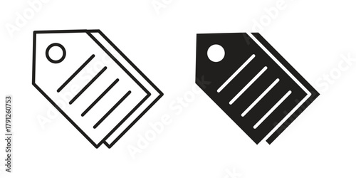 Tag icons in outline, flat style. Vector EPS