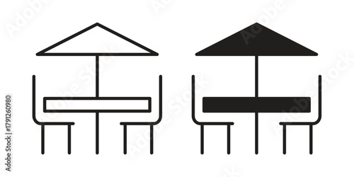 Terrace icons in outline, flat style. Vector EPS