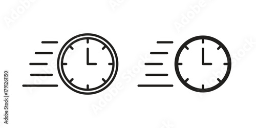 Time fast icons in outline, flat style. Vector EPS