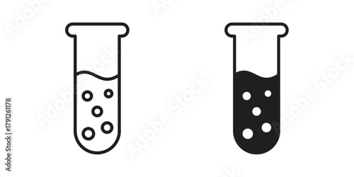 Test tube icons in outline, flat style. Vector EPS