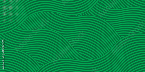 Green farm banner, organic abstract background with fields. Wavy green lines, natural organic products. Ecological background.