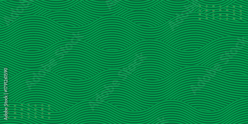 Green farm banner, organic abstract background with fields. Wavy green lines, natural organic products. Ecological background.