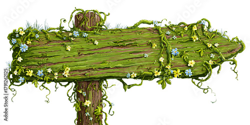 green wooden signpost with flowers clip art preview
