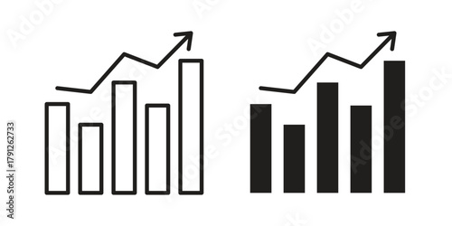 Trend Arrow icons in outline, flat style. Vector EPS