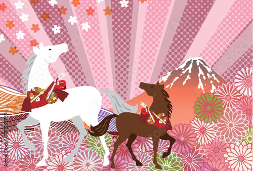 午　年賀状　干支　背景