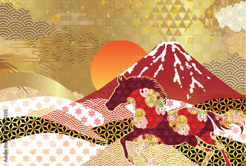 午　年賀状　干支　背景