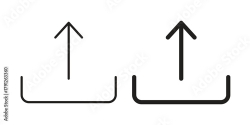 Upload icons in outline, flat style. Vector EPS