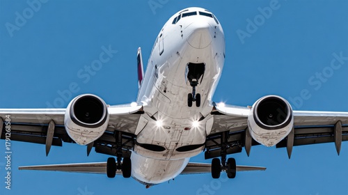 Airplane Flying Against Bright Blue Sky During Clear Day in Peaceful Atmosphere
