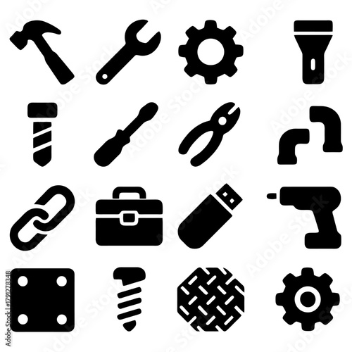 Essential Tools: An organized array of essential tools, each meticulously designed for distinct purposes, forms a visual vocabulary of industry and construction. 