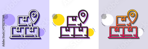 Delivery service line icon. Halftone dotted pattern. Gradient icon with grain shadow. Package location sign. Tracking parcel symbol. Line delivery service icon. Various designs. Vector
