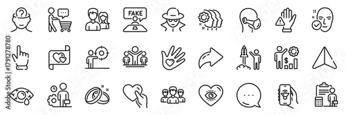 Health skin, Social responsibility and Psychology line icons pack. Share, Message, Paper plane icons. Dont touch, Hold heart, Meditation eye web icon. Accounting, Employee, Group pictogram. Vector