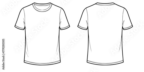 Blank t shirt template front and back view isolated on white background
