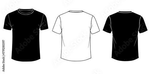 Blank t shirt template front and back view isolated on white background
