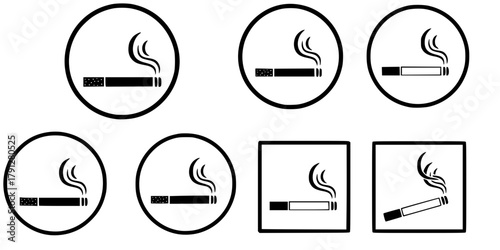 Simple silhouette of a cigarette with rising smoke, designed in clean lines. Perfect for icons, warning signs