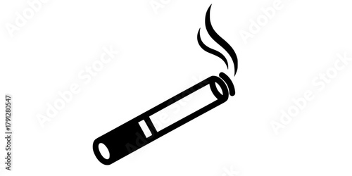 Simple silhouette of a cigarette with rising smoke, designed in clean lines. Perfect for icons, warning signs