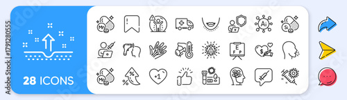 Shield, Social care and Chin line icons. Interest rate, AI generate, Inflation icons. Pack of Manganese mineral, Social distance, Vaccination appointment icon. Vector