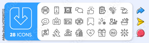 Smile, Seo idea and Messenger line icons. Interest rate, AI generate, Inflation icons. Pack of Voting ballot, Bio shopping, Money change icon. Vector