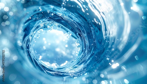 青色渦水流が光を集める壁紙背景素材の情景で深い透明感ある幻想的構図が美しく広がる景色です明る光景です